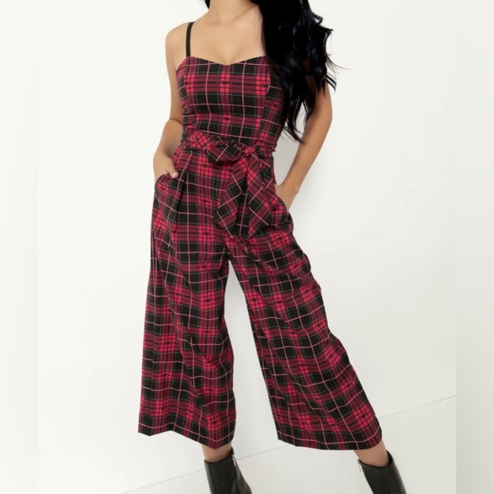 BlackMilk Tartan Ribbon Lounge Jumpsuit
